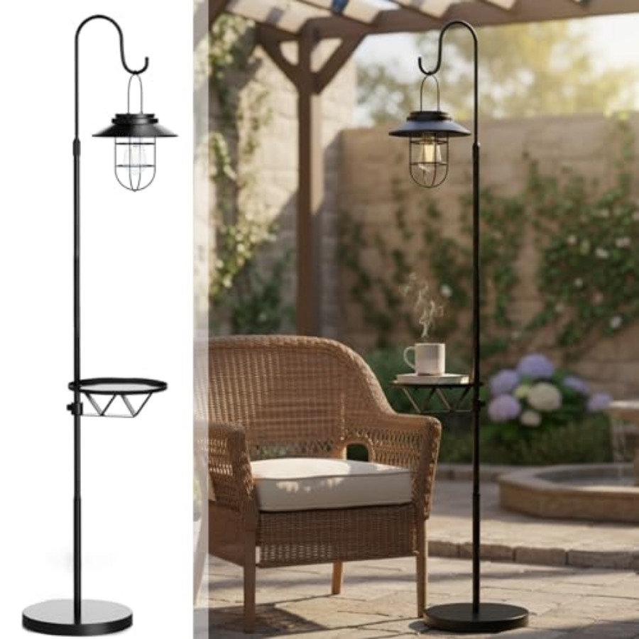 Outdoor Lighting Waterproof - Solarna lampa podłogowa ze stolikiem, 60-calowy
