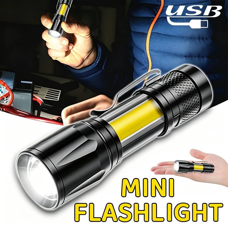Outdoor Lighting Black - Mini Latarka LED COB, Przenośna Latarka