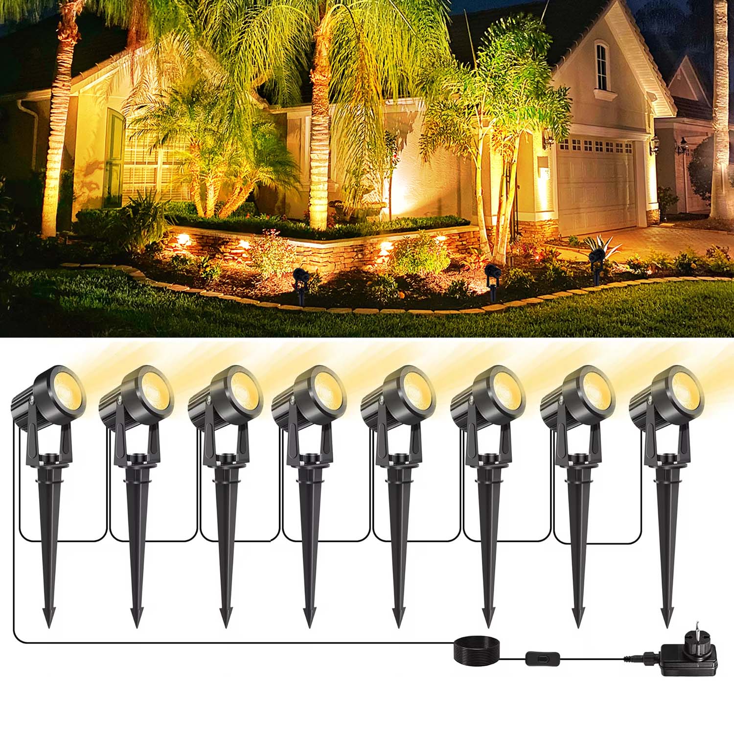 Outdoor Lighting Uk - 4/6/8 diod LED 3000K reflektor zewnętrzny