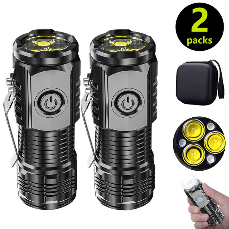 Outdoor Lighting Black - Mini latarka 3LED z klipsem do