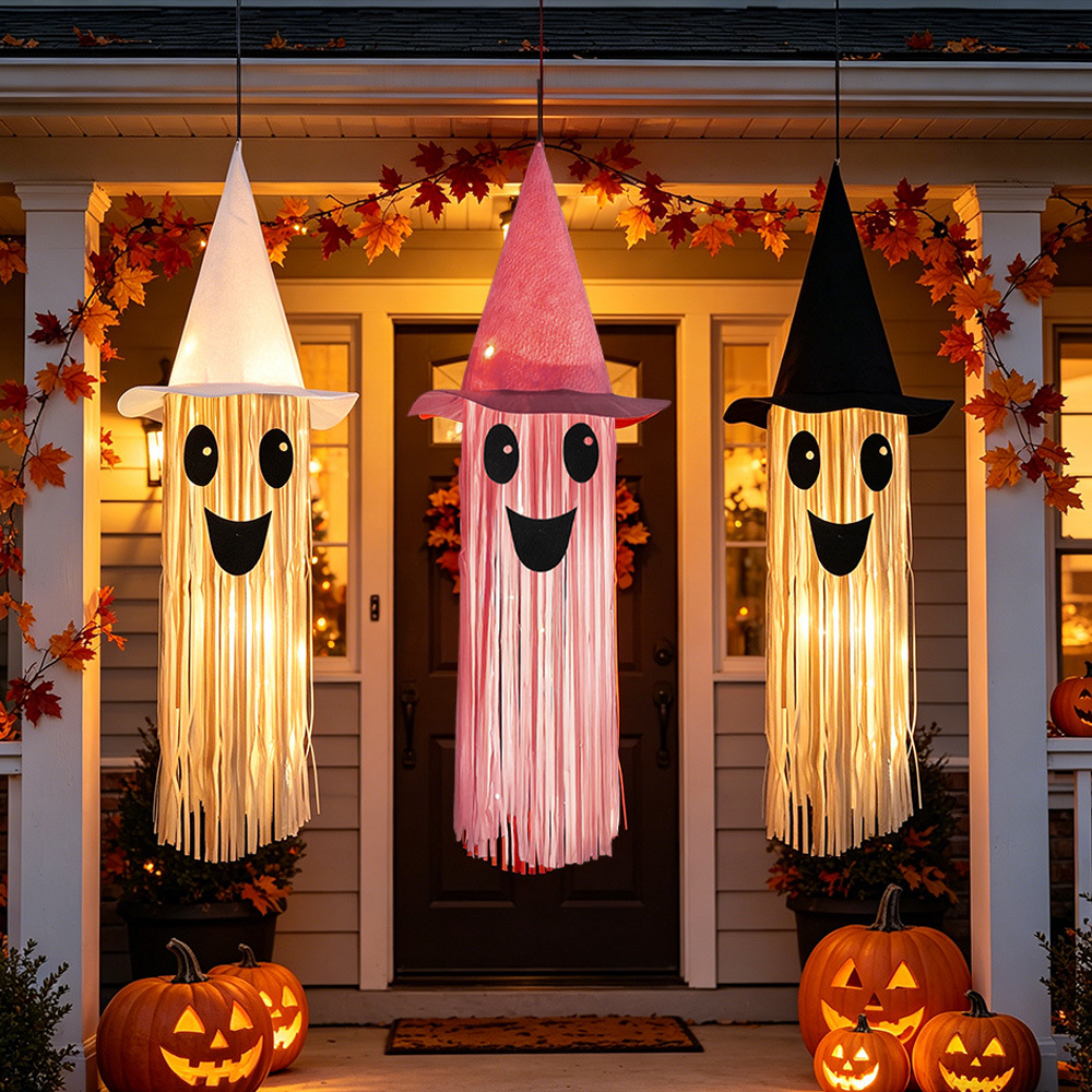 Outdoor Lighting Effects - Świecący kapelusz wiedźmy na Halloween, wisząca
