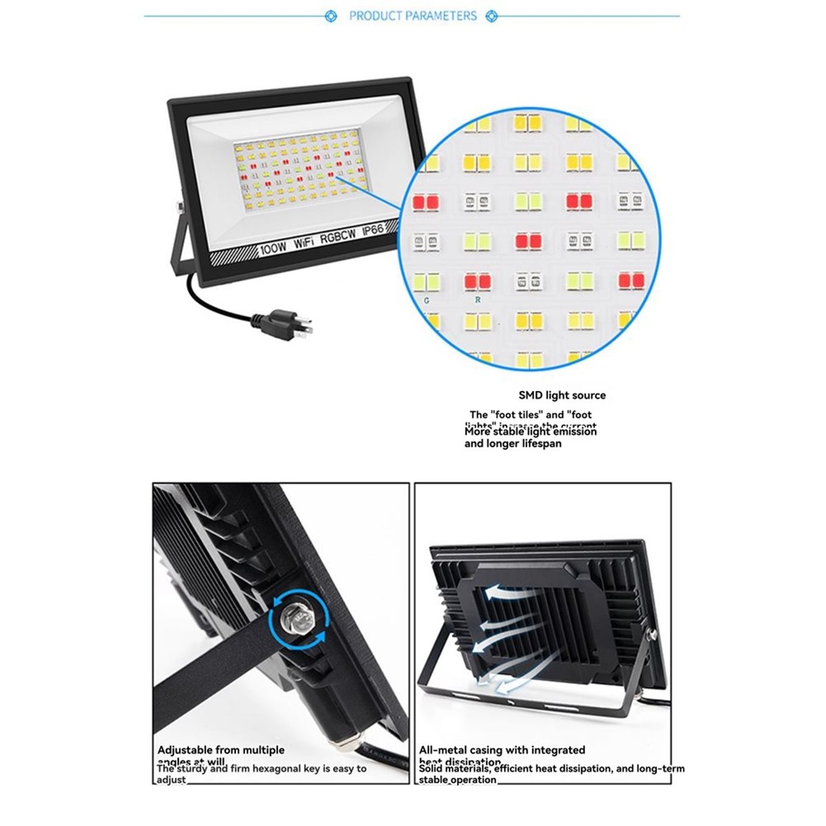 Reflektor LED RGBCW 100W z pil – Outdoor Lighting Uk recenzja i cena